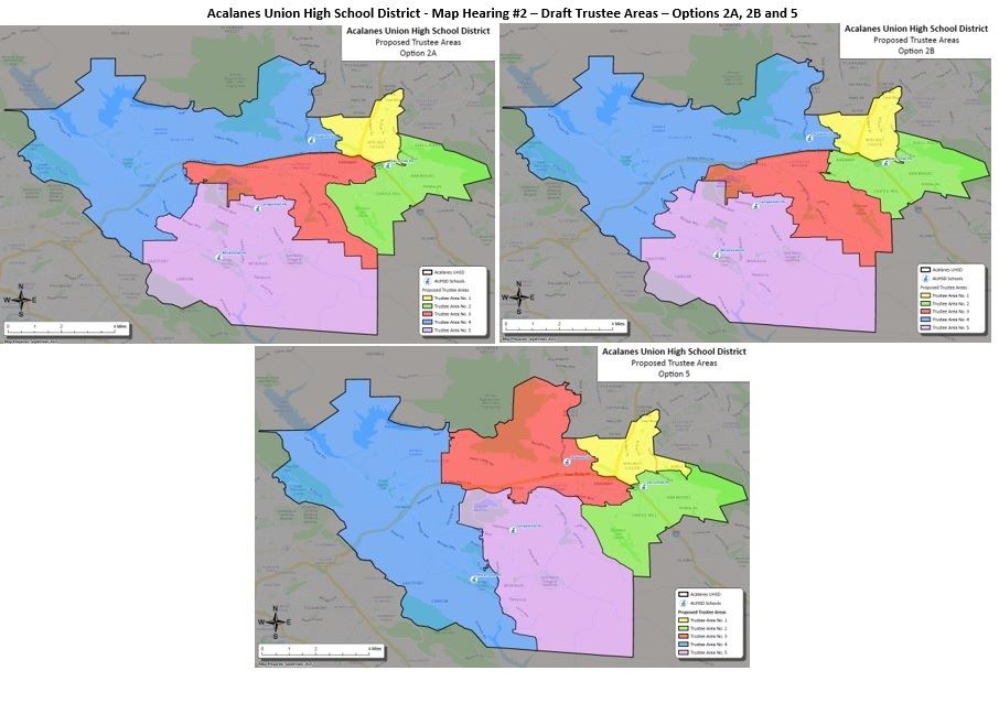 Side by side - Draft map options 2A, 2B and 5 Side by side - Draft map options 2A, 2B and 5